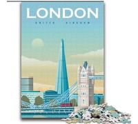 Puzzle 1000 pièces pour Adultes et Adolescents, Royaume-Uni, Londres, Jouets Anti-Stress, décoration d'intérieur Unique et Cadeaux pour Les 14 Ans, 75x100cm