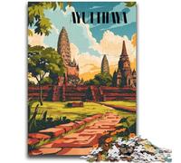 Puzzle 1000 pièces pour Adultes et Adolescents Ruines d'Ayutthaya (14 Ans et Plus). Difficile à Terminer, mais Amusant et Humoristique. Cadeau d'anniversaire (Taille 38x26cm).