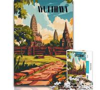 Puzzle 1000 pièces pour Adultes et Adolescents Ruines d'Ayutthaya, Jouets éducatifs, Jeux Anti-Stress, Cadeaux d'anniversaire Uniques (75x50cm)