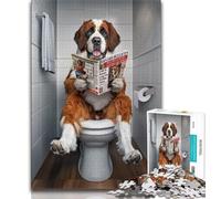 Puzzle 1000 pièces pour Adultes et Adolescents Saint-Bernard aux Toilettes, Art au Fusain, pour Une Escapade relaxante et Une décoration d'intérieur (75x50cm)
