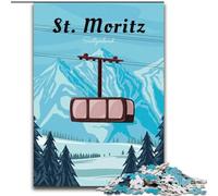 Puzzle 1000 pièces pour Adultes et Adolescents Saint-Moritz, Suisse, Jeux éducatifs, décoration d'intérieur, idéal comme Cadeau pour Toute la Famille 38x26cm