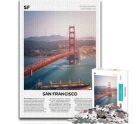 Puzzle 1000 pièces pour Adultes et Adolescents San Francisco, Anti-Stress, séjour de Vacances, Tue-Temps avec Affiche et fiche de Questions Assorties (75x50cm)