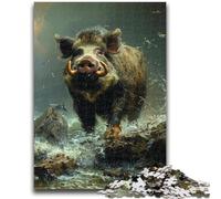 Puzzle 1000 pièces pour Adultes et Adolescents Sanglier Un Jeu éducatif Amusant et Humoristique pour Un Anniversaire 50x75cm