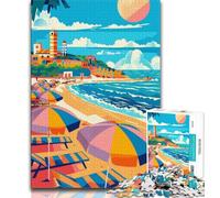 Puzzle 1000 pièces pour Adultes et Adolescents, scène de Plage de Rimini, Jouets éducatifs et éducatifs pour la Famille, pour renforcer l'amour Entre Couples (38x26cm)