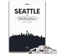 Puzzle 1000 pièces pour Adultes et Adolescents Seattle Washington Jouet éducatif Anti-Stress Cadeaux du Père Noël Secret pour Les 14 Ans (Taille 38x26cm)