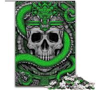 Puzzle 1000 pièces pour Adultes et Adolescents Serpent Vert et crâne, entraînez Votre Cerveau et Vos Mains Cadeaux d'anniversaire et Cadeaux Uniques pour Les 14 Ans et Plus 26x38cm