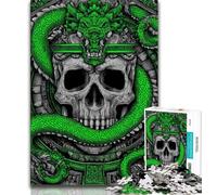 Puzzle 1000 pièces pour Adultes et Adolescents, Serpent Vert et crâne, Jouets éducatifs, Jeux Anti-Stress, décoration d'intérieur Unique et Cadeaux (75x50cm)