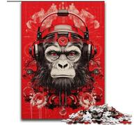 Puzzle 1000 pièces pour Adultes et Adolescents, Singe avec Casque Audio, Jeu éducatif et Stimulant pour améliorer la mémoire (à partir de 14 Ans) (Taille 50x75cm)