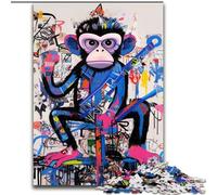 Puzzle 1000 pièces pour Adultes et Adolescents, Singe Style Basquiat, Jouets éducatifs, Jeux Anti-Stress, Interaction Parent-Enfant (Taille 50x75cm)