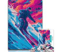Puzzle 1000 pièces pour Adultes et Adolescents Skieur, défi d'intelligence cérébrale, Jouets addictifs, Cadeau d'anniversaire, Cadeaux, Art Mural 38x26cm