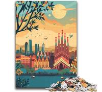 Puzzle 1000 pièces pour Adultes et Adolescents Skyline de Barcelone Design Dynamique et Unique Expérience de Puzzle relaxante et stimulante (Taille 38x52cm)