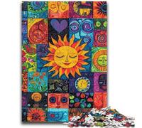 Puzzle 1000 pièces pour Adultes et Adolescents Soleil Souriant Collage Art au Fusain Staycation Tuer Le Temps pour la décoration de la Maison 26x38cm