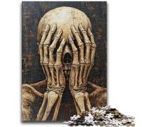 Puzzle 1000 pièces pour Adultes et Adolescents Squelette Couvrant Son Visage Soulagement du Stress Défi Difficile Chaque pièce est Unique - Jeu Familial Amusant et Stimulant 50x75cm