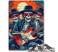 Puzzle 1000 pièces pour Adultes et Adolescents, Squelette Jouant de la Guitare, Jeu éducatif, Jouet de défi, décoration d'intérieur Unique et Cadeaux 50x75cm