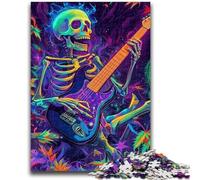 Puzzle 1000 pièces pour Adultes et Adolescents Squelette Jouant de la Guitare Jouet éducatif Anti-Stress Cadeaux pour Amis et Famille 26x38cm