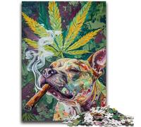 Puzzle 1000 pièces pour Adultes et Adolescents Staffordshire Bull Terrier Fumer Aide Le Cerveau à exercer Jouets addictifs pour cultiver la Patience Interaction Parent-Enfant 26x38cm