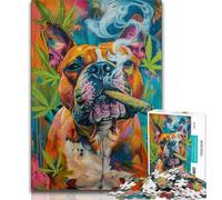 Puzzle 1000 pièces pour Adultes et Adolescents Staffordshire Bull Terrier Fumeur, Jeu éducatif Familial, décoration Murale, Cadeaux d'anniversaire et de Noël Uniques 38x26cm