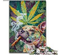 Puzzle 1000 pièces pour Adultes et Adolescents Staffordshire Bull Terrier Fumeur, Jouets éducatifs, Jeux Anti-Stress, décoration d'intérieur Unique et Cadeaux (Taille 26x38cm)