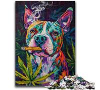 Puzzle 1000 pièces pour Adultes et Adolescents Staffordshire Bull Terrier Fumeur pour Les 14 Ans et Plus Jeu Impossible Cadeau d'anniversaire de Noël 26x38cm