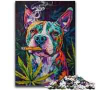 Puzzle 1000 pièces pour Adultes et Adolescents Staffordshire Bull Terrier Fumeur Puzzles pour Adultes, Relax Games est Un pour Toute la Famille (38x26cm)