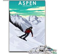 Puzzle 1000 pièces pour Adultes et Adolescents Station de Ski d'Aspen, Colorado, Jeu Stimulant et Jeu en Famille, Cadeaux du Père Noël Secret (50x75cm) 1000 pièces
