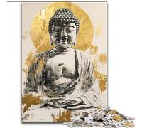 Puzzle 1000 pièces pour Adultes et Adolescents Statue de Bouddha doré, Jouets éducatifs, Jeux Anti-Stress, renforce l'amour Entre Couples (Taille 50x75cm)