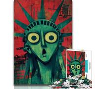 Puzzle 1000 pièces pour Adultes et Adolescents Statue de la Liberté Abstraite, Jouets éducatifs et éducatifs pour la Famille, pour renforcer l'amour Entre Couples (38x26cm)