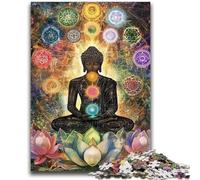 Puzzle 1000 pièces pour Adultes et Adolescents Statues de Bouddha Stimulation cérébrale Jouets addictifs pour cultiver la Patience Collection d'artistes Beaux-Arts 26x38cm
