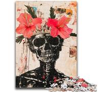 Puzzle 1000 pièces pour Adultes et Adolescents, Style Basquiat, Fleurs et crânes, Jeux éducatifs, décoration d'intérieur, Cadeau d'anniversaire, Cadeaux pour Les 14 Ans et Plus, 26x38cm