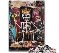 Puzzle 1000 pièces pour Adultes et Adolescents, Style Basquiat, tête de Mort Royale, activité familiale, décoration d'intérieur Unique et Cadeaux pour Les 14 Ans et Plus, 50x75cm