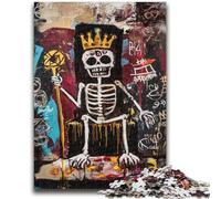Puzzle 1000 pièces pour Adultes et Adolescents, Style Basquiat, tête de Mort Royale, activité familiale, décoration d'intérieur Unique et Cadeaux pour Les 14 Ans et Plus, 26x38cm