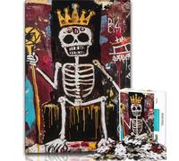 Puzzle 1000 pièces pour Adultes et Adolescents, Style Basquiat, tête de Mort Royale, décoration Murale Artistique et idée Cadeau d'anniversaire pour Amis, Bureau à Domicile (38x26cm)