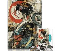 Puzzle 1000 pièces pour Adultes et Adolescents, Style Geisha Japonais, Difficile à réaliser, mais Amusant et Humoristique, Cadeau d'anniversaire, Cadeaux, Art Mural 38x26cm