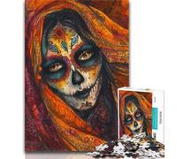 Puzzle 1000 pièces pour Adultes et Adolescents, Style Mexicain, tête de Mort, Anti-Stress, séjour, Tuer Le Temps, liste de souhaits avec Le Père Noël (Taille 75x50cm)