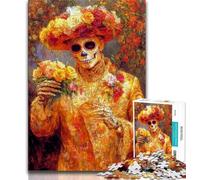 Puzzle 1000 pièces pour Adultes et Adolescents, Style Mexicain, tête de Mort, Anti-Stress, séjour, Tuer Le Temps, liste de souhaits avec Le Père Noël (Taille 75x50cm)