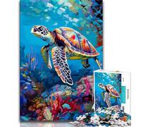 Puzzle 1000 pièces pour Adultes et Adolescents Symphonie de Tortues de mer activité Amusante pour la Maison Jouets pour Les Jours de Pluie Cadeaux d'anniversaire 38x26cm