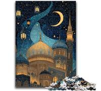 Puzzle 1000 pièces pour Adultes et Adolescents, Taj Mahal la Nuit, pour Un Moment de détente à la Maison avec des pièces de Formes aléatoires entièrement emboîtables (38x26cm)
