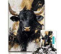 Puzzle 1000 pièces pour Adultes et Adolescents Taureau Noir et doré Jouets et Jeux éducatifs pour Adultes et Adolescents 26x38cm