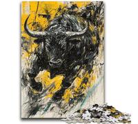 Puzzle 1000 pièces pour Adultes et Adolescents Taureau Noir et Or Aide Le Cerveau à exercer Jouets addictifs pour cultiver la Patience Convient aux Couples 26x38cm