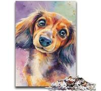 Puzzle 1000 pièces pour Adultes et Adolescents Teckel Aquarelle Décoration Murale Artistique et idée Cadeau d'anniversaire pour Amis, Bureau à Domicile 38x26cm