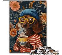 Puzzle 1000 pièces pour Adultes et Adolescents Teckel Buvant du café, Jeux éducatifs, décoration d'intérieur, idéal comme Cadeau pour Toute la Famille (Taille 26x38cm)