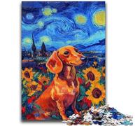 Puzzle 1000 pièces pour Adultes et Adolescents Teckel Ciel Nocturne pour Les 14 Ans et Plus Jeu Impossible Cadeau d'anniversaire de Noël 50x75cm