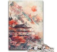 Puzzle 1000 pièces pour Adultes et Adolescents Temple Japonais Jeu Stimulant et Jeu en Famille Une œuvre d'art pour Les 14 Ans 26x38cm