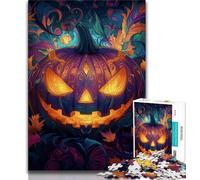 Puzzle 1000 pièces pour Adultes et Adolescents, tête de Citrouille d'halloween, Anti-Stress, séjour, Tuer Le Temps, liste de souhaits avec Le Père Noël (75x50cm)