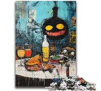 Puzzle 1000 pièces pour Adultes et Adolescents, tête de Mort Style Basquiat, Anti-Stress, Vacances à la Maison, Tue Le Temps, décoration Parfaite pour Les 14 Ans et Plus, 26x38cm