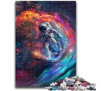 Puzzle 1000 pièces pour Adultes et Adolescents, thème Astronaute Surfeur, pour Un Moment de détente à la Maison, avec des pièces de Formes aléatoires entièrement emboîtables (50x75cm)
