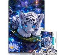 Puzzle 1000 pièces pour Adultes et Adolescents Tigre Blanc, Difficile, décoration Murale, Cadeaux d'anniversaire et de Noël Uniques, Convient aux Enfants de 14 Ans et Plus 38x26cm.