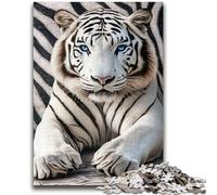 Puzzle 1000 pièces pour Adultes et Adolescents Tigre Blanc pour Les 14 Ans et Plus Jeu Impossible Cadeau d'anniversaire de Noël 50x75cm