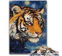 Puzzle 1000 pièces pour Adultes et Adolescents Tigre Ciel Nocturne pour Les 14 Ans et Plus Jeu intellectuel Cadeaux d'anniversaire de Noël 26x38cm