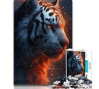 Puzzle 1000 pièces pour Adultes et Adolescents, Tigre de Flamme, Jeu Familial Anti-Stress, défi Difficile, renforce l'amour Entre Couples, 38x26cm